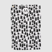 Monogram zwart kattekatroon golfhanddoek (Voorkant)