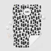 Monogram zwart kattekatroon golfhanddoek (Insitu)