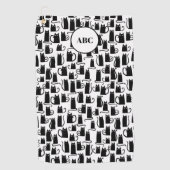 Monogram zwart kattekatroon golfhanddoek (Voorkant)