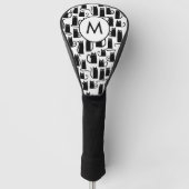 Monogram zwart kattekatroon golfheadcover (Voorkant)