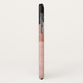Monogram Zwart Marmer & Roos Gouden Glitter Sparkl Case-Mate iPhone Case (Achterkant/links)
