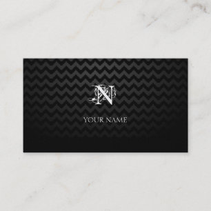 Monogram zwart met Chevron Pattern Visitekaartje