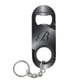 Monogram zwart metaal geometrisch ontwerp mini flessenopener (Voorkant)