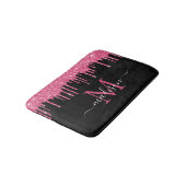 Monogram Zwart Metallic Hot Pink Dripping Glitter Badmat (Gekanteld)