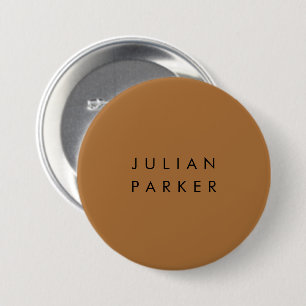 Monogram zwart minimalistisch bruin ronde button 7,6 cm