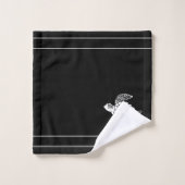 Monogram Zwart N Wit Zee Schildpad Nautisch Bad Handdoek (Wasdoekje)