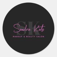 Monogram Zwart Neon Roze Schoonheidssalon Aangepas