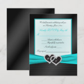 Monogram Zwart NEP Satijn PlOOIEN met Aqua RSVP (Voorkant / Achterkant)