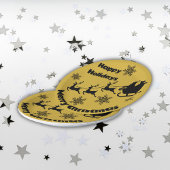 Monogram Zwart op Goud Vrolijk Kerstmis | Papieren Bordje