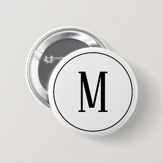 Monogram zwart op witte ronde Button (Voorkant /achterkant)