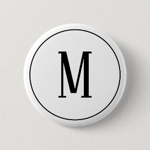 Monogram zwart op witte ronde Button
