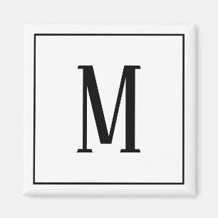 Monogram zwart op witte vierkante magneet