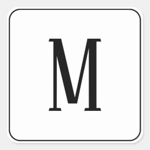 Monogram zwart op witte vierkante sticker