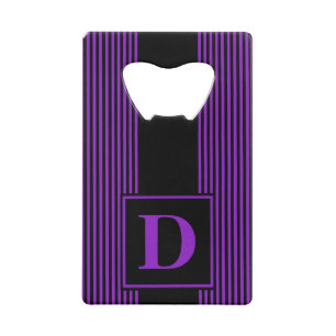 Monogram zwart/paarse streep kredietkaart flessenopener