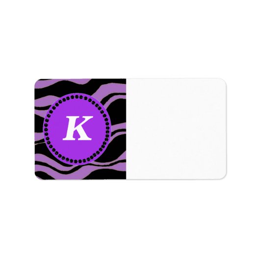 Monogram zwart-Paarse Zebra Pattern Etiket (Voorkant)