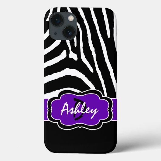 Monogram zwart, Paarse Zebra Stripe iPad-luchttas Case-Mate iPhone Case (Achterkant)