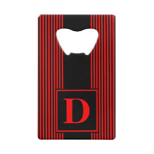 Monogram zwart/rode streep kredietkaart flessenopener