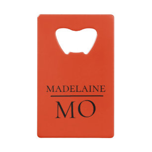 Monogram Zwart Rood Persoonlijke Naam Gift Kredietkaart Flessenopener