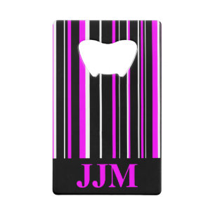 Monogram Zwart, Roze Barcode Streep Kredietkaart Flessenopener