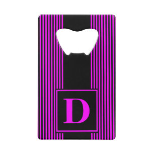 Monogram zwart/roze streep kredietkaart flessenopener