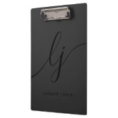 Monogram Zwart Script Initialen Modern Professiona Klembord (Links)