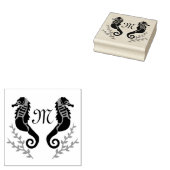 Monogram zwart Seahorse Silhouette Rubberstempel (Gestempeld)