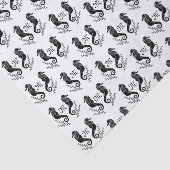 Monogram zwart Seahorse Silhouette Tissuepapier (Detail)