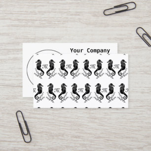 Monogram zwart Seahorse Silhouette Visitekaartje