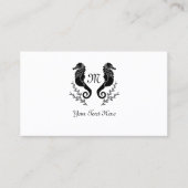 Monogram zwart Seahorse Silhouette Visitekaartje (Voorkant)