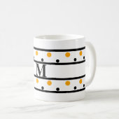 Monogram Zwart Sinaasappel Polka Dots Koffiemok (Voorkant rechts)