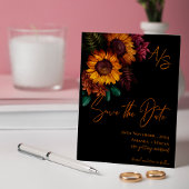 Monogram Zwart Verbrand Sinaasappel Bruiloft Save