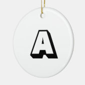 Monogram zwart-wit, aangepast initiaal Kerstmis Keramisch Ornament (Links)