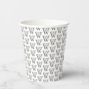Monogram zwart-wit aangepast initiaal patroon papieren bekers