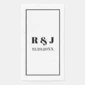 Monogram Zwart Wit Aangepaste Naam Bruidspaar Trou Servet (Voorkant)