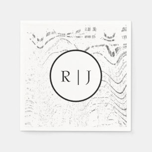 Monogram Zwart Wit Abstract Initiaal 2026 Trouwen Servet