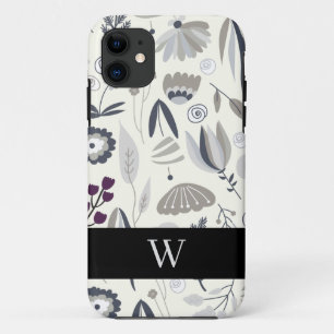 Monogram Zwart-wit Abstracte vormen iPhone 11 Hoesje