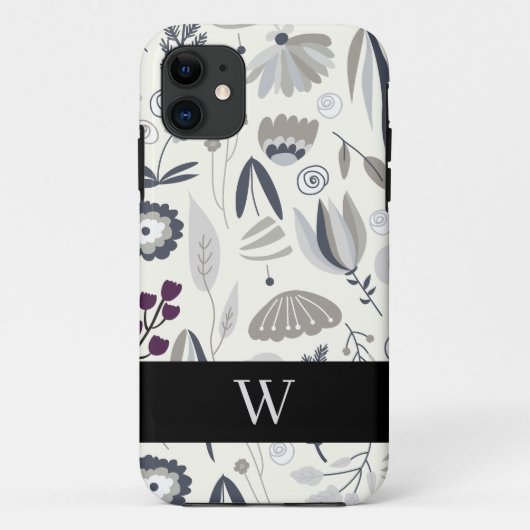 Monogram Zwart-wit Abstracte vormen Case-Mate iPhone Case (Achterkant)