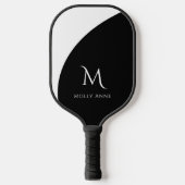 Monogram zwart-wit achteraankleurblok pickleball paddle (Voorkant)