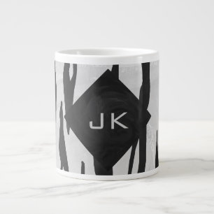 Monogram - zwart-wit afdrukken extra grote mok