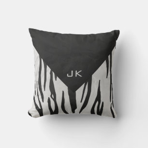 Monogram - zwart-wit afdrukken kussen