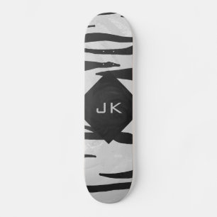 Monogram - zwart-wit afdrukken skateboard