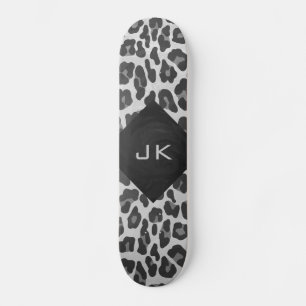 Monogram zwart-wit afdrukken skateboard