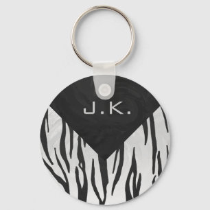 Monogram - zwart-wit afdrukken sleutelhanger