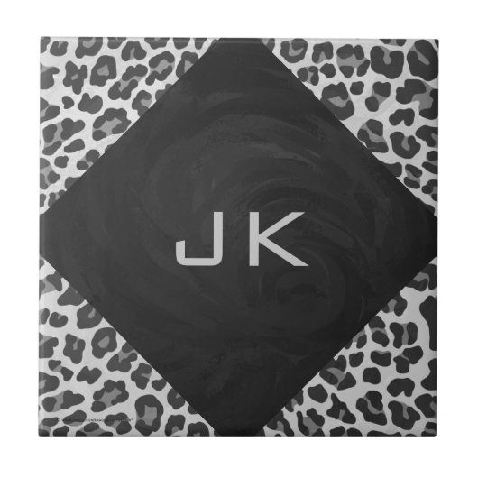 Monogram zwart-wit afdrukken tegeltje (Voorkant)