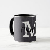 Monogram zwart-wit-alkbord Naam Aangepast Mok (Voorkant links)