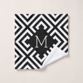 Monogram zwart-wit bad handdoek (Wasdoekje)