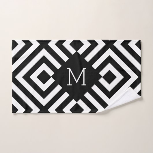 Monogram zwart-wit bad handdoek (Handdoek)