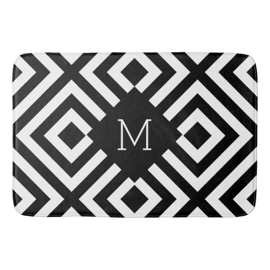 Monogram zwart-wit badmat (Voorkant)