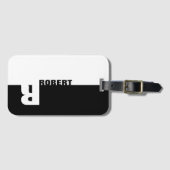 Monogram zwart-wit bagagelabel (Voorkant (horizontaal))