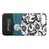 Monogram zwart, wit, Blauwgroen Damask iPhone 7 Ho Case-Mate iPhone Case (Achterkant (Horizontaal))